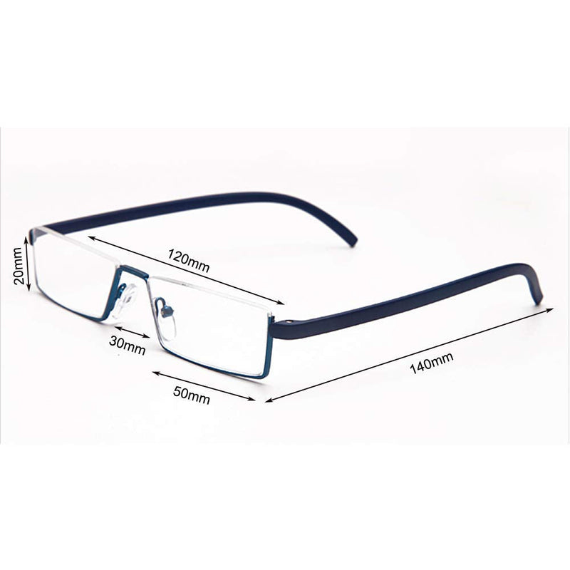 KoKoBin Pack of 2 reading glasses with ultra-light TR90 frame reading aid half glasses made of metal frame with half frame visual aid with glasses case for men and women +1.5 black, blue +1.5 diopters (pack of 2) - NewNest Australia
