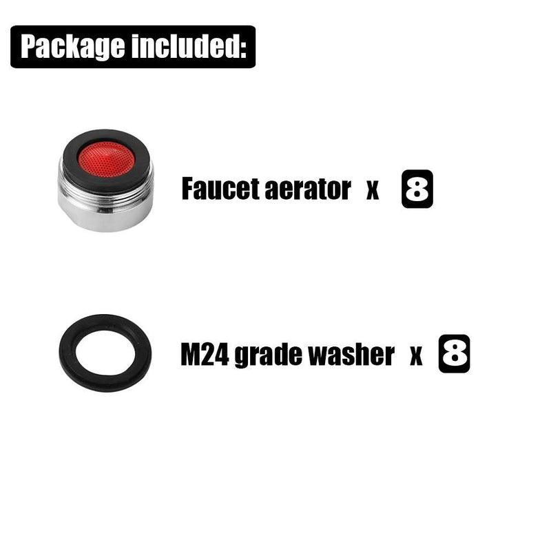Bathroom Faucet Aerator Replacement Parts 8 PCS with Brass Shell, 2.2 GPM Flow Retrictor Insert Faucet Tap, 15/16-Inch or 24mm Male Threads, Awesome Nozzle, Sprays Is Very Well, Chrome - NewNest Australia