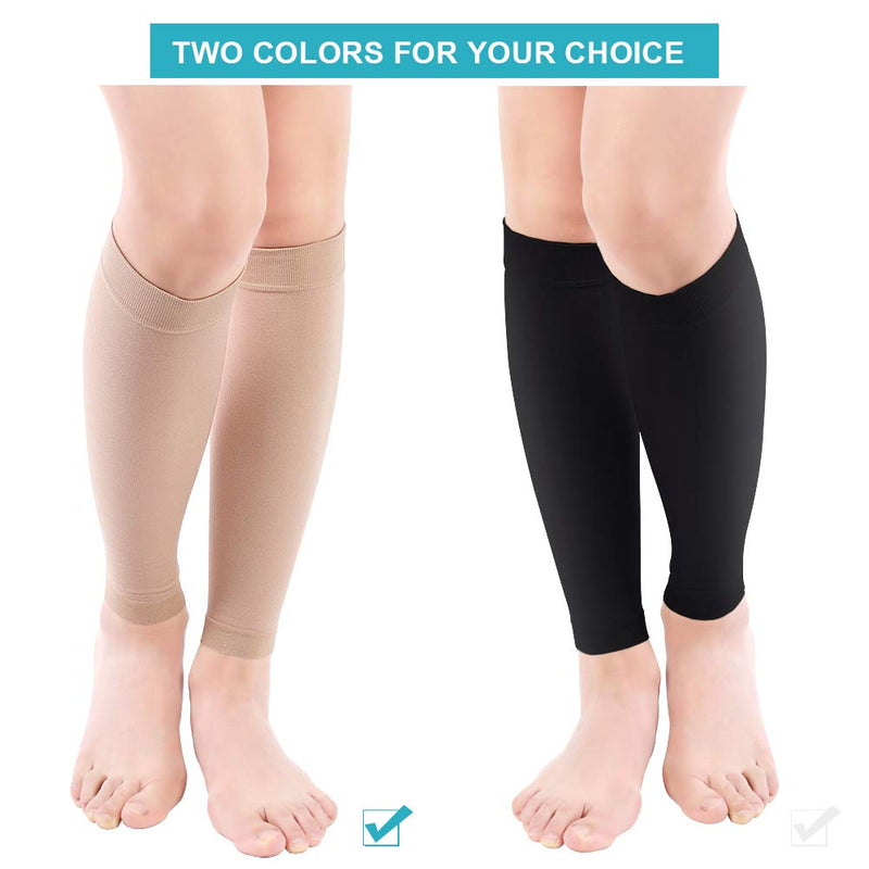 Calf Compression Socks, Compression Stockings with Medical Gradient Compression, 20-30mmHg Footless Compression Calf Sleeves for Shin Splint, Varicose Vein, Edema, Women & Men Beige Medium - NewNest Australia