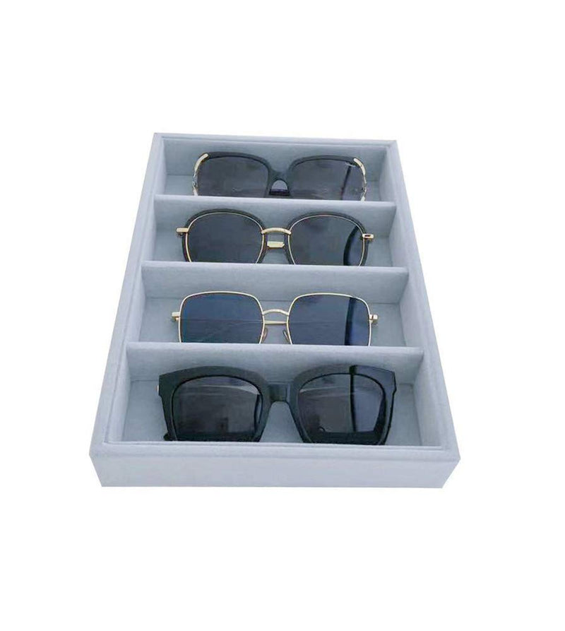 NewNest Australia - Svea Display Grey Velvet Stackable Organizer Premium Quality Stackable Tray (Glasses Tray) Glasses Tray 