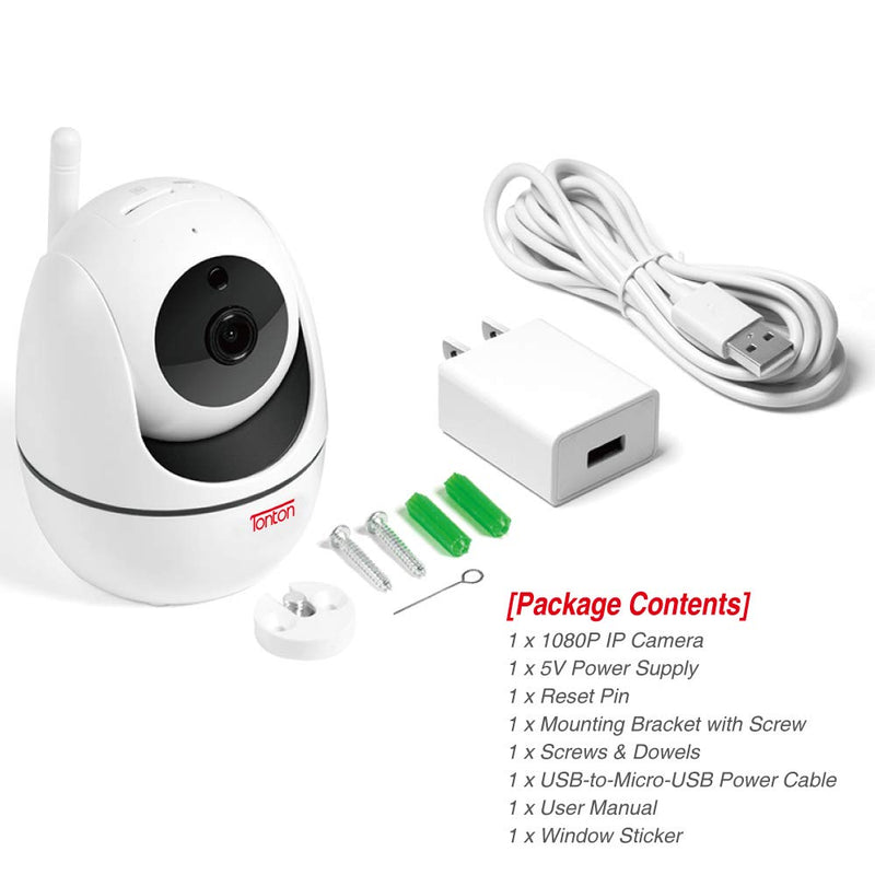 Tonton 1080P Full HD Wireless Indoor WiFi Security IP Camera, Pan Tilt Zoom Home Video Monitor with 2-Way Audio,Smart Motion Detection and Clear Night Vision,Compatible Well with Tonton NVR Kit - NewNest Australia