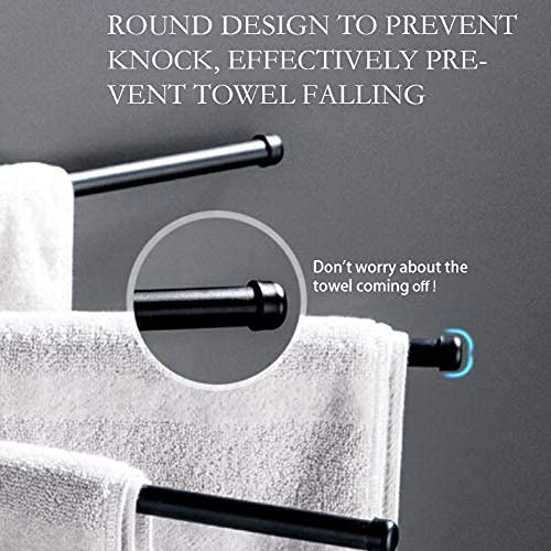 EAQ Swivel Towel Rack,4-Arm Bathroom Wall Mounted Swivel Towel Bars Holder with Hooks Rustproof（Matte Black ） (4-Arm) 4-Arm - NewNest Australia