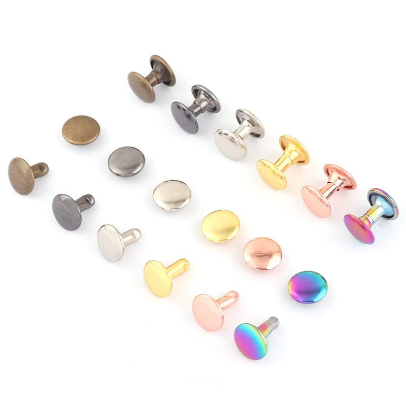 Bronze Tubular Double Cap Rivets - 9mm Rainbow Metal Button Round Rapid Rivet,Rivet Studs for Purse Bags Handbags Shoes Belts Leather Craft Repair (100 PCS) Bronze 100 PCS - NewNest Australia