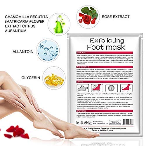 5 Pack Foot Peel Mask,Exfoliating Foot Socks Calluses Remover Dead Skin, Aloe Moisturizing Feet Peeling Mask for Dry Skin,Cracked Heels,Foot SPA Socks for Women and Men (Rose) Rose - NewNest Australia