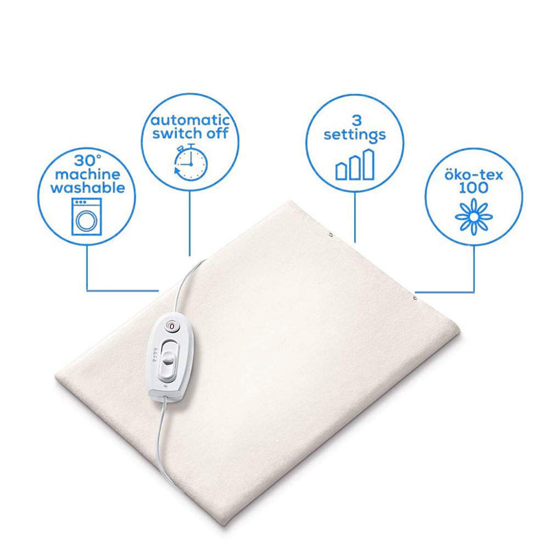 Sanitas SHK 18 heating pad, electric heat pad with 3 temperature levels, automatic switch-off and overheating protection, removable and washable cotton cover - NewNest Australia