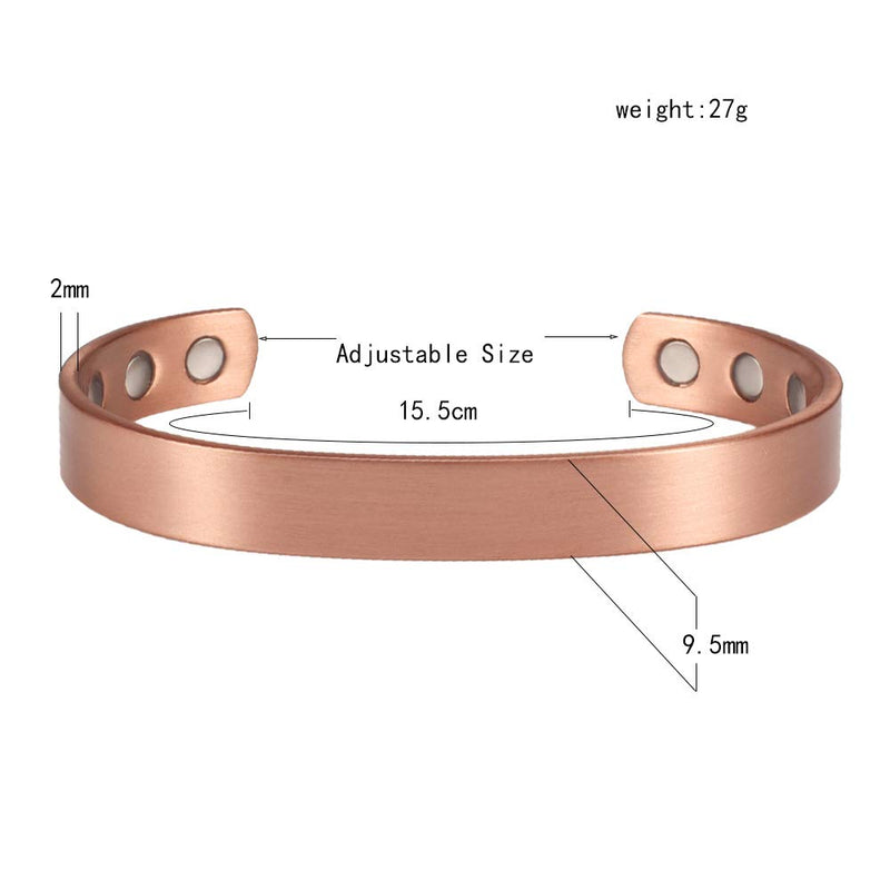 EnerMagiX Copper Magnetic Bracelet for Men Women, 100% Solid Copper Cuff Bangle with 8 3500 Guass Magnets, Adjustable Size Brazaletes (CPB-0946) - NewNest Australia