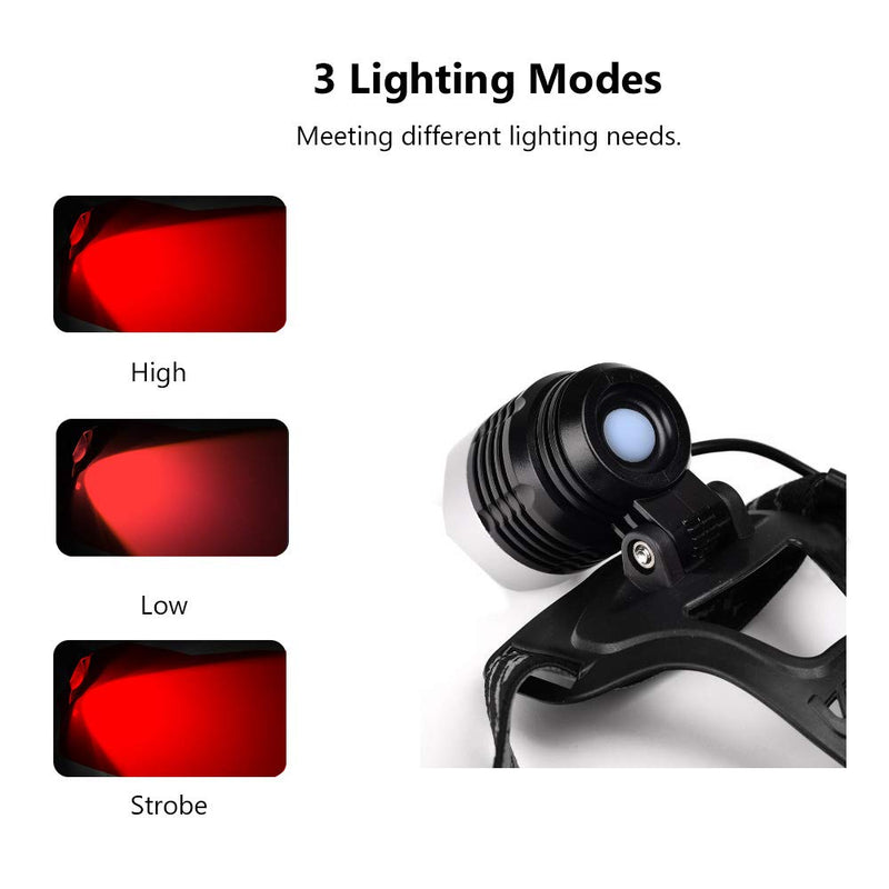 Red Light Headlamp Flashlight 3 Modes LED Night Vision Headlight for Astronomy Hunting Camping Reading - NewNest Australia