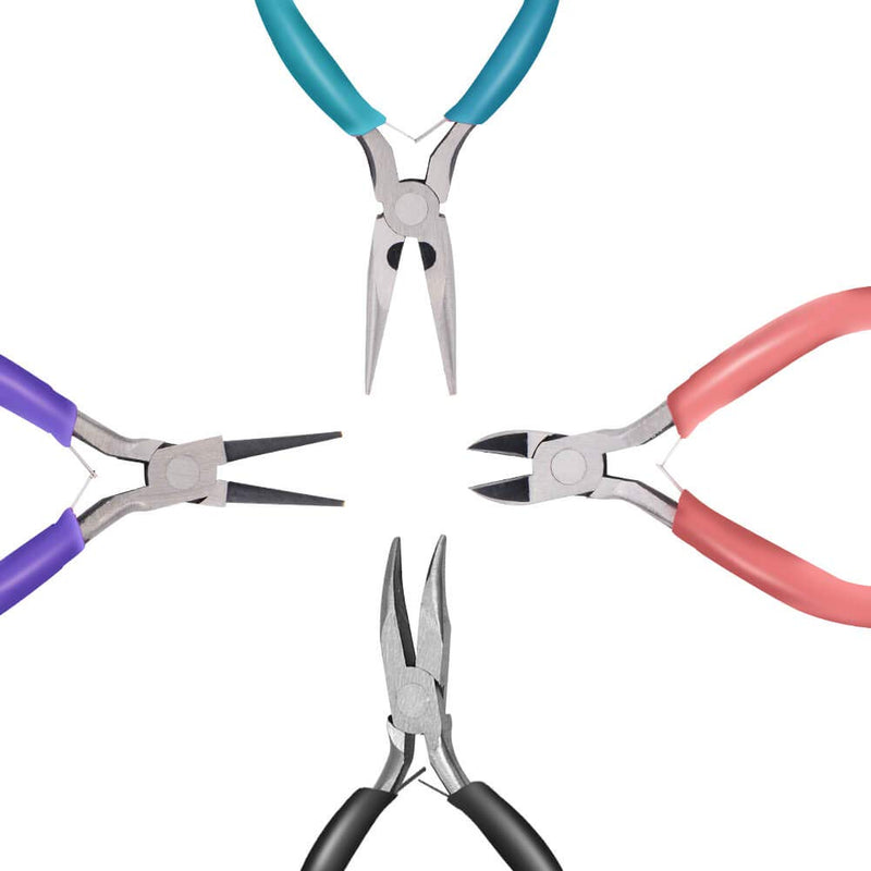 Anezus 4Pcs Jewelry Pliers Tool Set Includes Needle Nose Pliers, Round Nose Pliers, Wire Cutters and Bent Nose Pliers for Jewelry Beading Repair Making Supplies - NewNest Australia