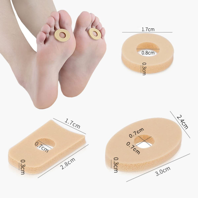 90 Pcs Corn Pillows Soft Latex Foam Self Adhesive Callus Pads Callus Pad for Foot Toes Calluses Anti Friction Reduce Foot Heel Pain 3 Models - NewNest Australia