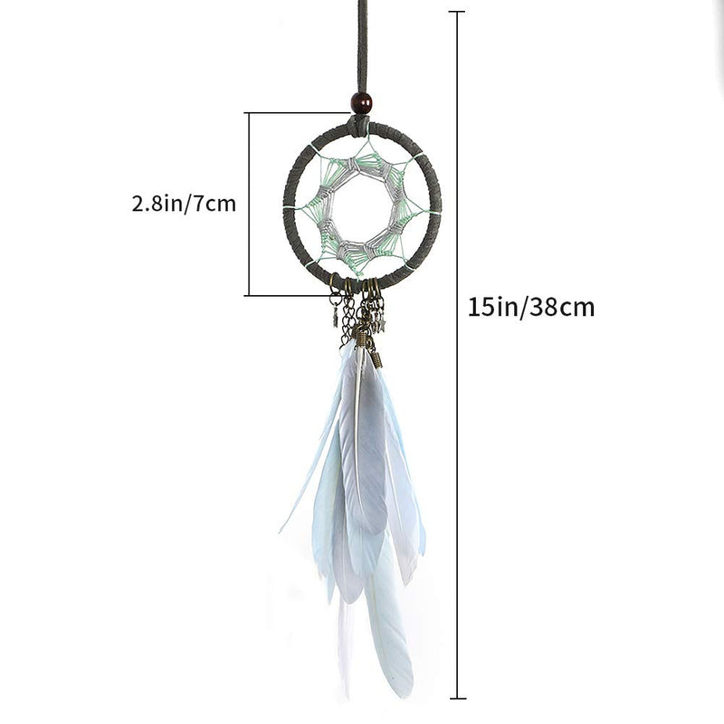 NewNest Australia - Dremisland Handmade Grey Feather Dream Catcher Car Interior Rearview Pendant Charm Car Hanging(Gray Circle) Gray Circle 