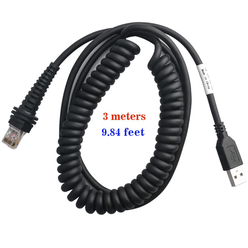 USB Cable Coiled 3 Meter, Type A USB to RJ45 Barcode Scanner Cable for Datalogic GD/GM/QD/QM Series GD4330 GD4430 - NewNest Australia