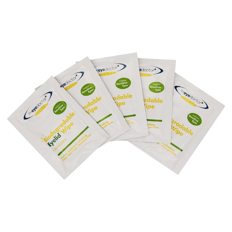 The Eye Doctor Junior Eyelid Wipes - 20x Individually Wrapped Kids Eye Lid Cleansing Wipes - Daily Hygiene & Dry Eye Relief - Suitable for Children's Sensitive Eyes - NewNest Australia