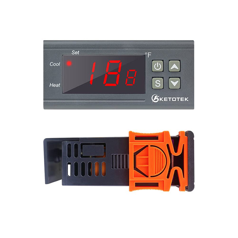 KETOTEK Digital Temperature Controller AC110V 10A Fahrenheit Thermostat with 2m Waterproof Sensor Heater Freezer Temp Controller Dual Relay Incubator Aquarium STC1000 - NewNest Australia