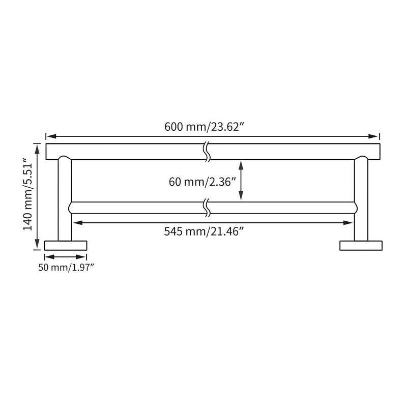 Hoooh Bathroom Double Towel Bar 24-Inch Stainless Steel Bath Towel Rack Holder Wall Mount Brushed Finish, A102L60-BN Brushed Steel - NewNest Australia