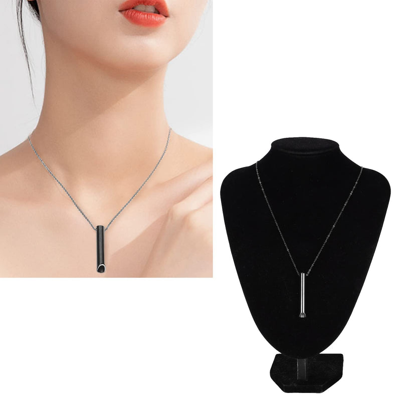 Leftwei Stress Relief Mindful Necklace, Breathing Necklace Spiritual Jewelry Breathing Exercise Device Anxiety Whistle Necklace for Habitual Breathing Exercises, Meditation, Anxiety Relief (Black) Black - NewNest Australia