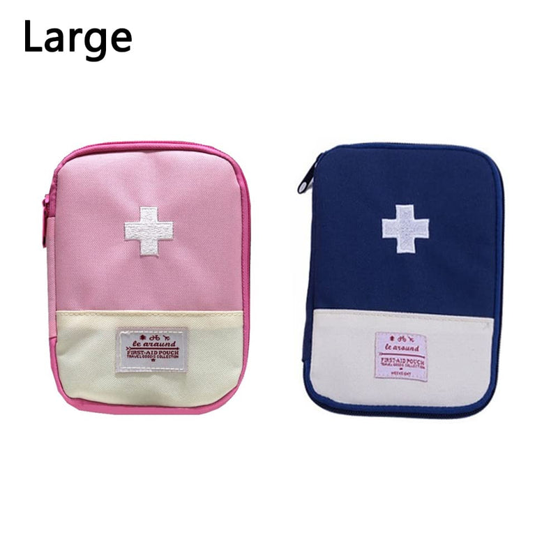 2 Pieces Emergency Storage Bag, Empty Medicine Bag, Travel Medicine Storage Bag, First Aid Kit Empty Bag, for Emergencies at Home, Office, Travel, Hiking, Camping (Blue, Pink) Large - NewNest Australia