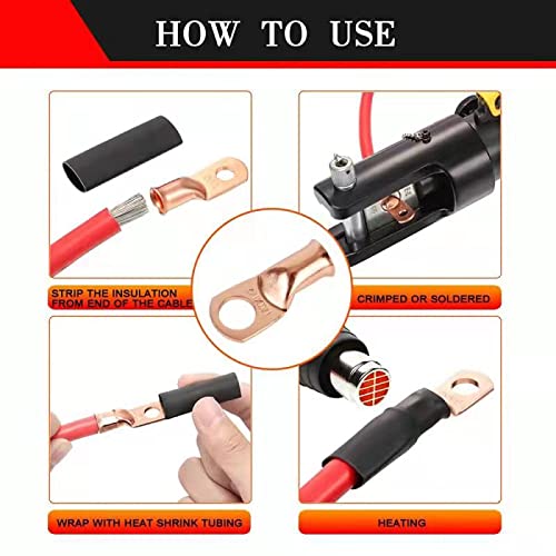 Heavy Duty 1/0x1/2 Copper Wire Lugs,12Pcs 1/0 AWG 1/2'' Stud Tubular Ring Terminals with 12Pcs Heat Shrink Tubing for Boat Marine Audio 1/0 AWG-1/2" Ring - NewNest Australia