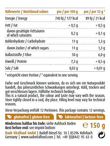 Raab Vitalfood Organic Jerusalem Artichoke Powder, Vegan, High in Fiber, with Inulin, No Additives, Laboratory Tested, Sun Root, Pack of 1 (150 g) - NewNest Australia