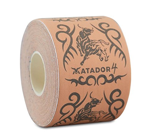 Matador K advanced Kinesiology Tape & sports tape strapping - 4 Way Stretch technology for knee, ankle,shoulder support & compression - sports injury tape - (5cm x 5m) Beige X 1 roll - NewNest Australia