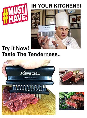NewNest Australia - XSpecial Meat Tenderizer Tool 48 Blades Stainless Steel | Easy To Use & Clean - Turn Tough & Hard Meats Into Tender Buttery Goodness | No More Hammer Or Mallet Pounding | 100% Hassle-Free Guarantee Black 