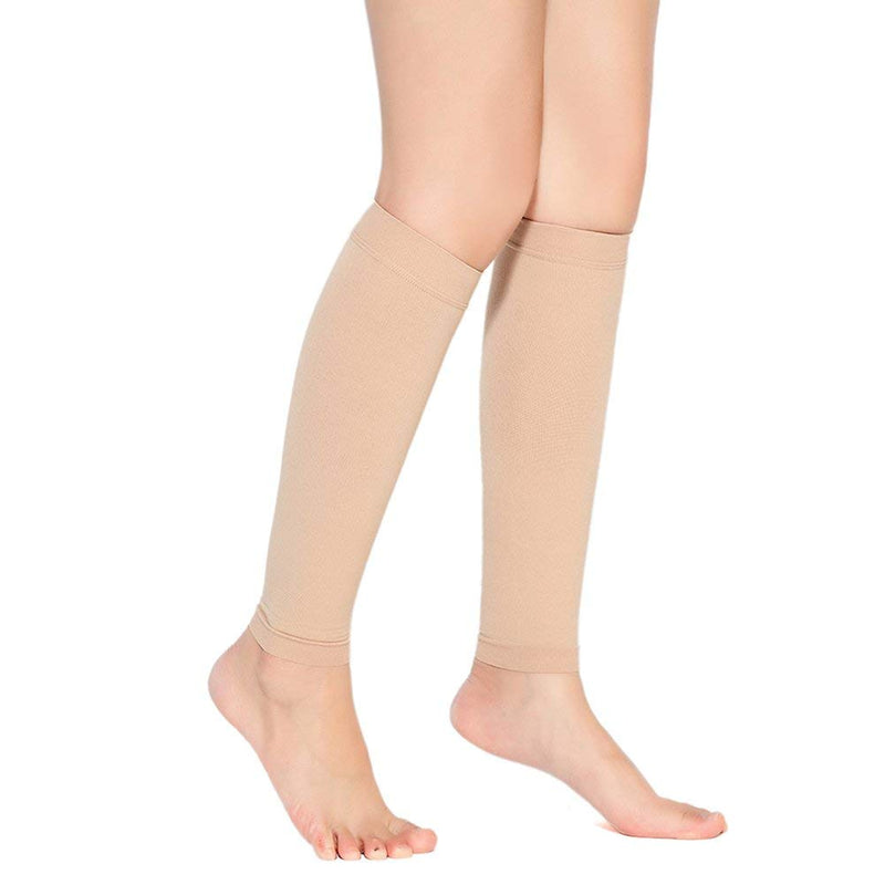 TOFLY® Calf Compression Sleeve for Men & Women, 1 Pair, Footless Compression Socks 20-30mmHg for Leg Support, Shin Splint, Pain Relief, Swelling, Varicose Veins, Maternity, Nursing, Travel, Beige XL - NewNest Australia