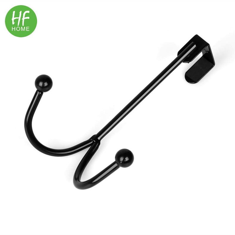 2Packs Over The Door Double Hanger Hooks,HFHOME Metal Twin Hooks Organizer for Hanging Coats, Hats, Robes, Towels- Black 2 - NewNest Australia