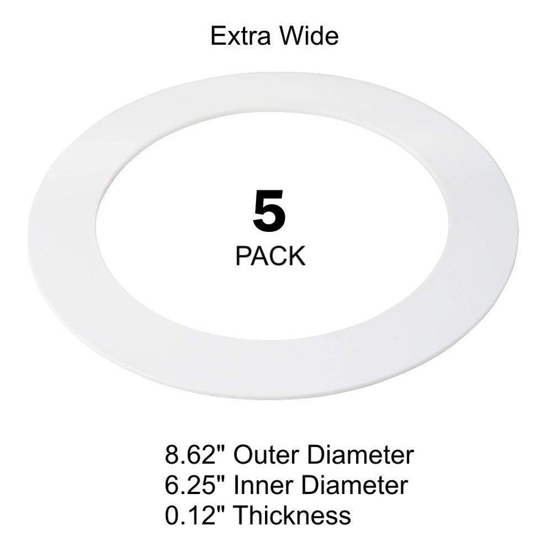 5 Pack White Plastic Trim Ring for 8" Inch Recessed Can Down Light Oversized Lighting Fixture 5 Pack - NewNest Australia