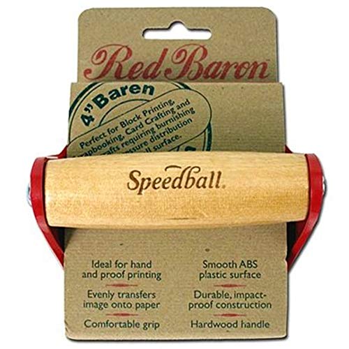 Speedball Red Baron Baren – Comfort Grip Handle and Smooth Plastic Surface - Red, 4 Inches - NewNest Australia