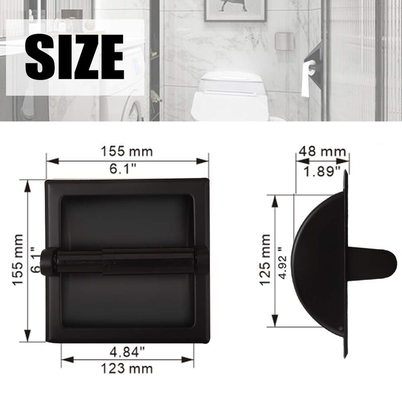 Black Recessed Toilet Paper Holder, Wall-Mounted Tissue Paper Holder Stainless Steel Toilet Paper Holder for Bathroom Accessories, Rear Mounting Bracket Included - NewNest Australia