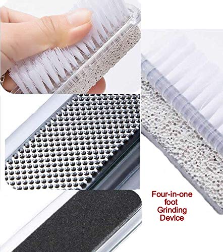 Dusenly 4 in 1 Pumice Stone Pedicure Brush Foot Scrubber Combination Exfoliating Pedicure with Handle Remove Dead Skin Massage Spa Pedicure Tools (2 Pcs) - NewNest Australia