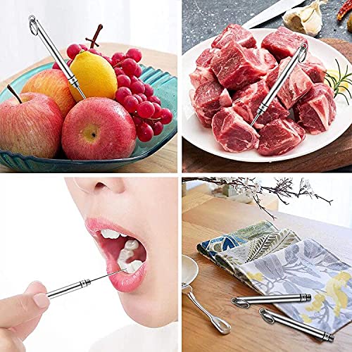 4 Pieces Reusable Titanium toothpicks, Mini Metal toothpicks, Stainless Steel Portable toothpicks, Household Outdoor Metal toothpicks (2 Pieces Long & 2 Pieces Short，Blue) Blue - NewNest Australia