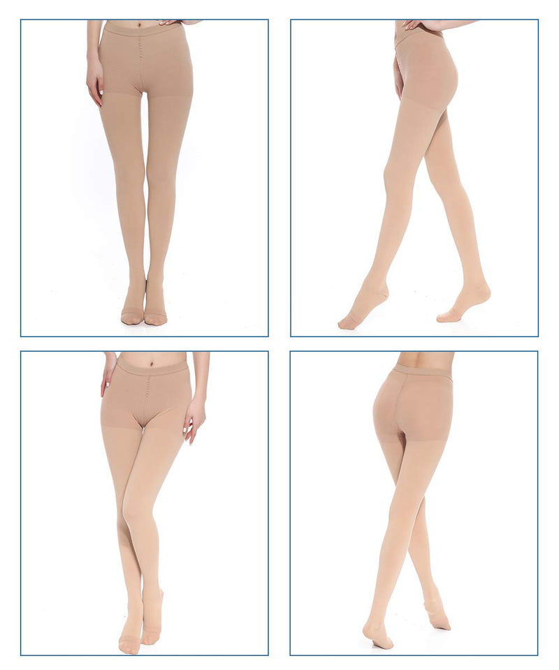 Medical Compression Pantyhose Stockings for Women Men - Plus Size Opaque Support 20-30mmHg Firm Graduated Hose Tights Closed Toe Beige Small (1 Pair) - NewNest Australia