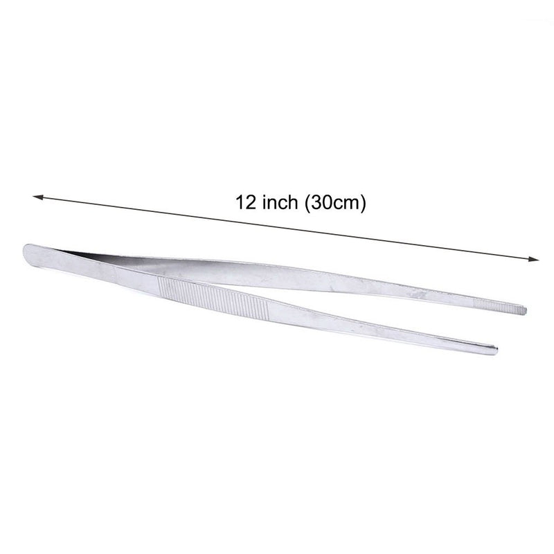 NUOMI Long Straight Tweezers Thumb Dressing Forceps Serrated Tips 12" Stainless Steel Culinary Tweezers - NewNest Australia
