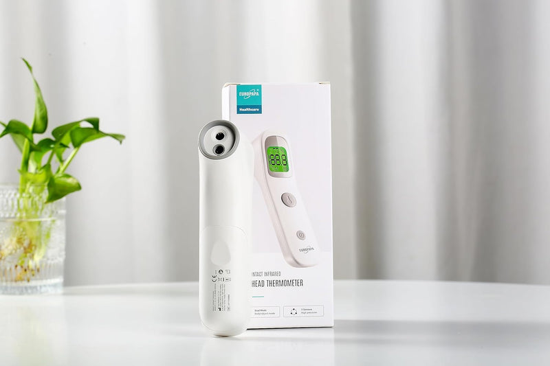 EUROPAPA fever thermometer for babies, children, adults, infrared forehead thermometer with fever alarm, °C/°F switch, 30-fold measured value memory (green) VP-T1-green - NewNest Australia