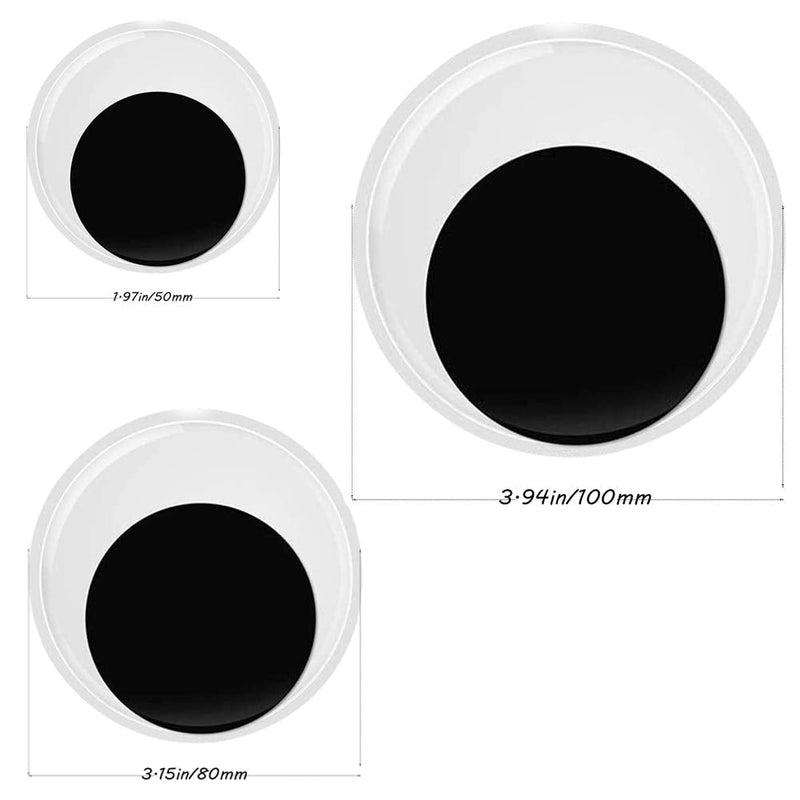 Giant Wiggle Googly Eyes with Self Adhesive Large Black Plastic Eyes for Crafts 2 Inch 3 Inch 4 Inch Set of 8 3 large sizes-8pcs - NewNest Australia
