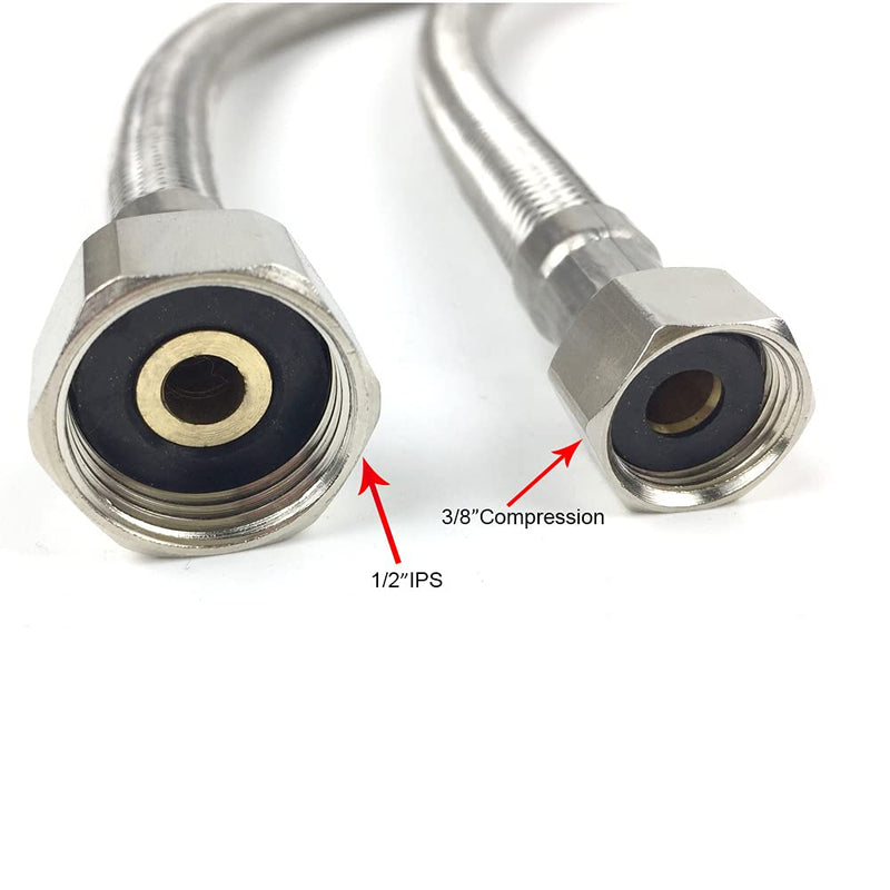 Faucet Connector hose, Stainless Steel Braided Water Supply Line 3/8" Female Compression Thread x 1/2" FIP. Female Straight Thread,2 Pcs (1 Pair) 23.6 Inch/60CM 60cm - NewNest Australia