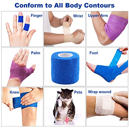 Tape Bandage Bandage, 5 Pieces Non-Woven Fabric Waterproof Self-Adhesive Bandage Self-Adhesive Non-Woven Fabric Cohesive Wrap Elastic Bandage For Outdoor Sports, 5 Cm X 4.5 M (Blue) - NewNest Australia