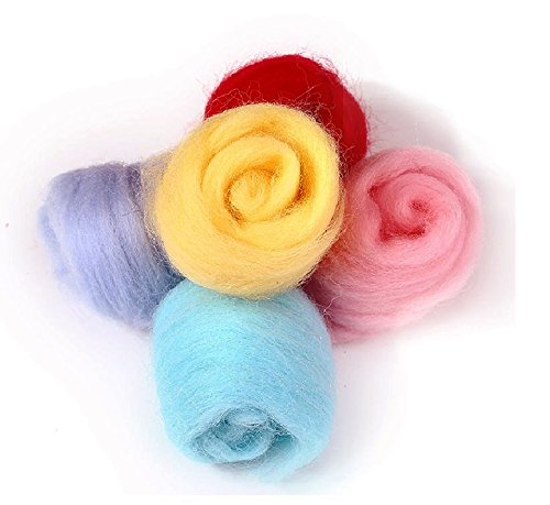 MOMODA 50 Colors Fibre Wool Yarn Roving for Needle Felting Hand Spinning DIY Craft Materials - NewNest Australia
