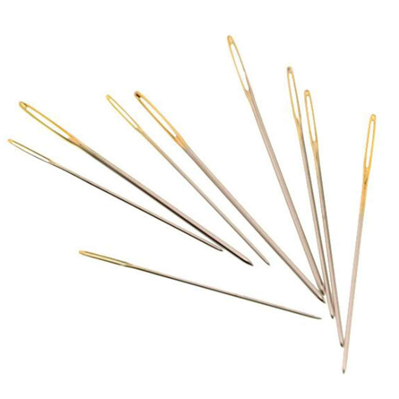 100pcs Cross Stitch Needles +1 Stainless Steel Needle Threader,Golden Color Large Eyes Cross Stitch DIY Embroidery Hand Needles Sewing Needles in Transparent Box Size 22# 24# 26# (22#) 22# - NewNest Australia