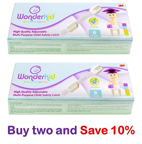 WONDERKID Adjustable, Reusable Child Safety Locks - Latches to Baby Proof Cabinets, Doors & Appliances (Black) - NewNest Australia