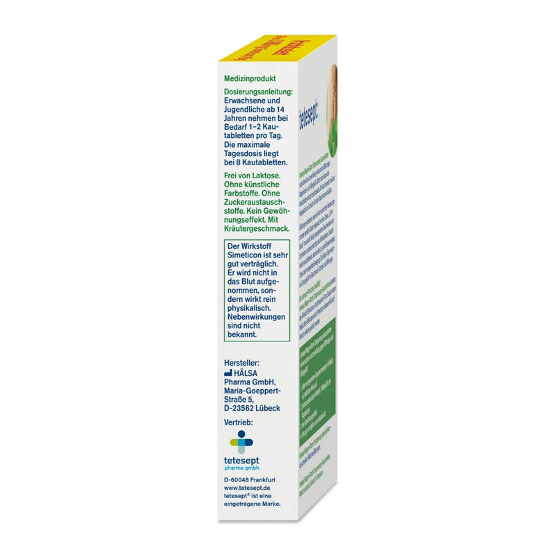 Tetesept Gastrointestinal Relaxation Chewable Tablets - With Herbal Flavor - Medical Device For Use With Flatulence, Fullness And Stomach Pressure - High Dose With Simeticon 1 X 20 Pieces - NewNest Australia
