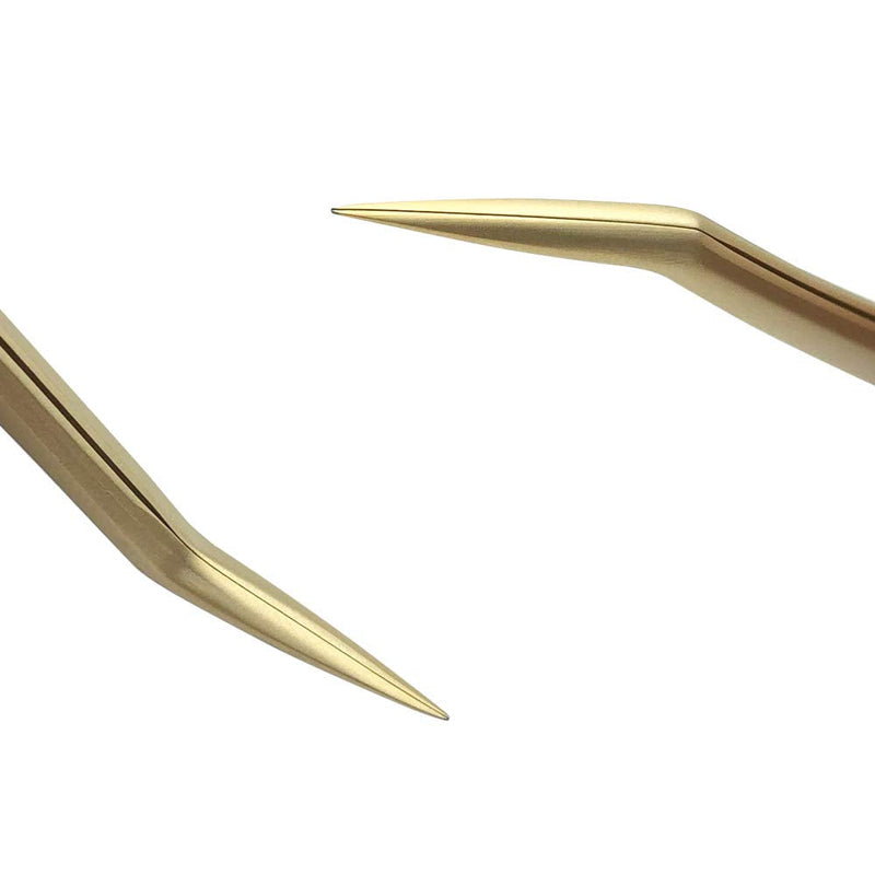 Emeda Eyelash Tweezers 2 Pieces Eyelash Tweezers For Eyelash Extension Professional Golden Precision Tweezers Individual Eyelash Tweezers Set 3D 5D 6D Volume Eyelash Extension Tweezers - NewNest Australia