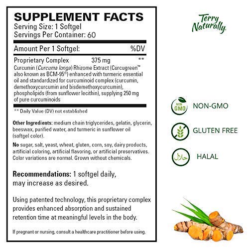 Terry Naturally CuraMed 375 mg - 60 Softgels - Superior Absorption BCM-95 Curcumin Supplement, Promotes Healthy Inflammation Response - Non-GMO, Gluten-Free, Halal - 60 Servings 60 Count (Pack of 1) - NewNest Australia