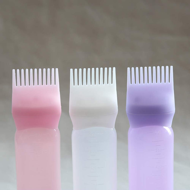 Towarm Blue White Purple 3pieces Comb Applicator Bottle 6 Ounce Bottle Comb with Graduated Scale for Hair Dye Coloring Scalp Treatment Essential (3pcs) - NewNest Australia