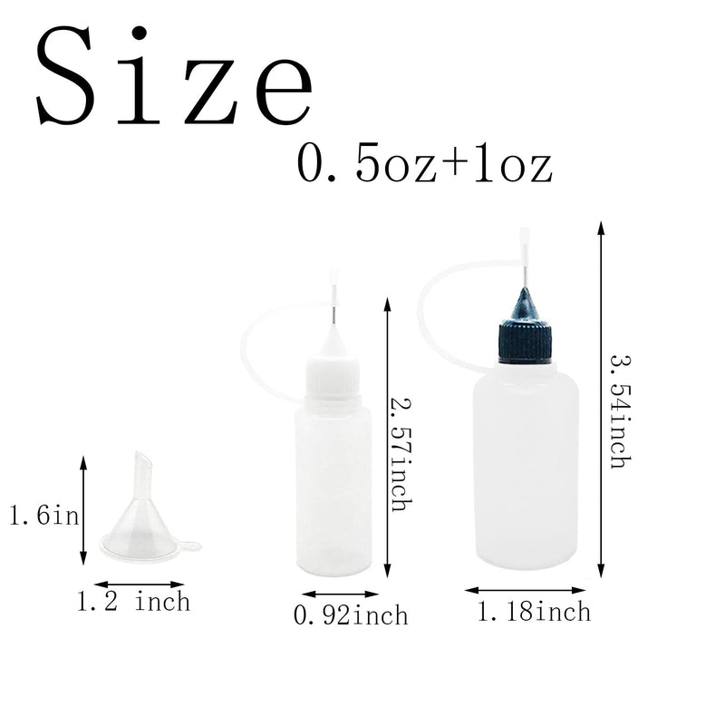 12 Pcs Precision Tip Applicator Bottles, MYYZMY 6 Pcs 1 Ounce and 6 Pcs 0.5 Ounce Translucent Glue Bottles, with 2 Mini Funnel, Multicolor Lids - NewNest Australia