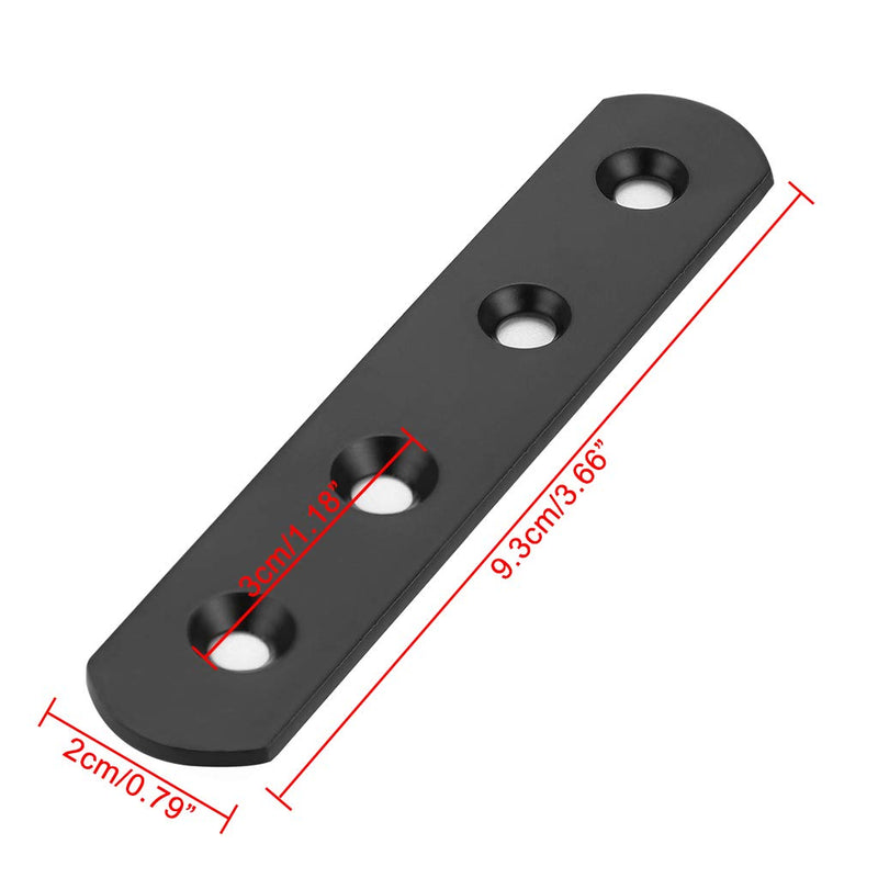 Sumnacon 4 Inch Stainless Steel Flat Plate - Heavy Duty Mending Plate Straight Corner Brace Brackets Connector Furniture Repair Fixing Joint with Screws, Black - NewNest Australia