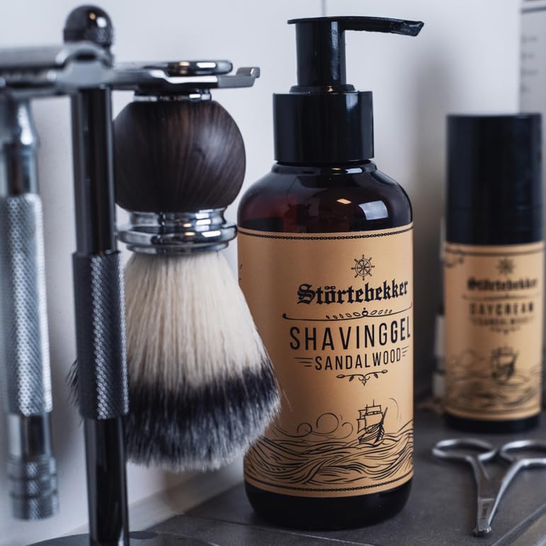 Störtebekker® Premium shaving gel for shaving preparation - classic shaving - 180ml shaving gel - transparent shaving gel for men with sandalwood scent - high-quality ingredients - made in Germany - NewNest Australia