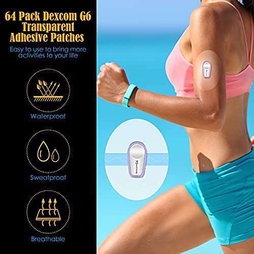64 Pcs Shower Waterproof Patches Transparent Waterproof G6 Adhesive Patches Clear Sensor Covers Patch for G6 Overpatch Sticker Long Lasting Sweatproof Continuous Glucose Monitor Protection, Pink Blue - NewNest Australia