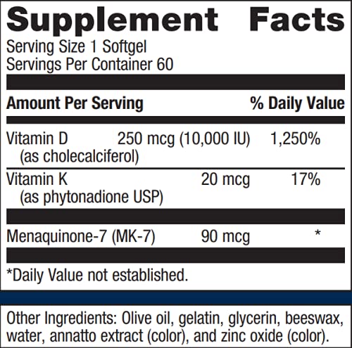 Metagenics - D3 10,000 with K2 - Vitamin D Supplement - 10,000 IU - Support for Bone, Cardiovascular, and Immune Health* | 60 Count - NewNest Australia