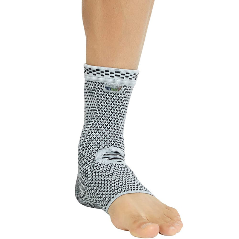 Neotech Care Ankle Support Sleeve - Bamboo Fiber Knitted Fabric - Light, Elastic & Breathable - Medium Compression - Sports, Exercise, Gym - Right or Left Foot, Men, Women - Grey (Size S, 1 Unit) - NewNest Australia